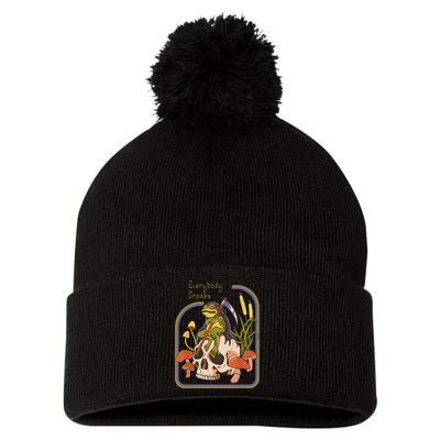 Everybody Croaks Frog Skull Mushroom Everybody Croak Pom Pom 12in Knit Beanie