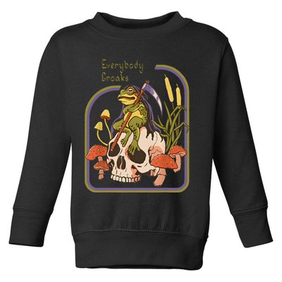 Everybody Croaks Frog Skull Mushroom Everybody Croak Toddler Sweatshirt