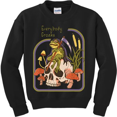 Everybody Croaks Frog Skull Mushroom Everybody Croak Kids Sweatshirt