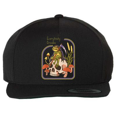 Everybody Croaks Frog Skull Mushroom Everybody Croak Wool Snapback Cap