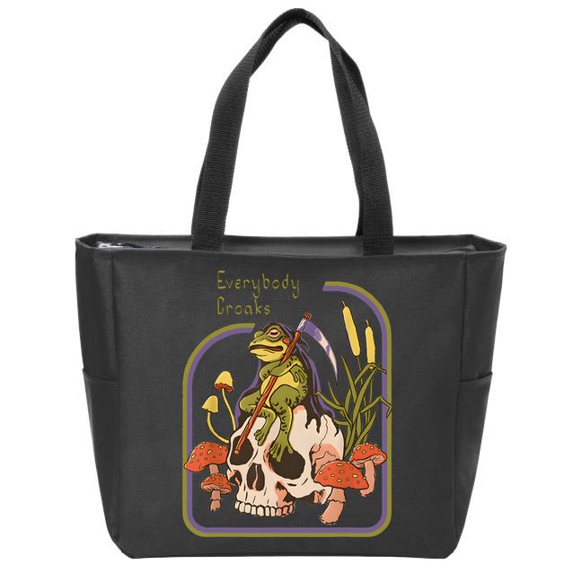 Everybody Croaks Frog Skull Mushroom Everybody Croak Zip Tote Bag