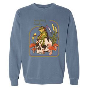 Everybody Croaks Frog Skull Mushroom Everybody Croak Garment-Dyed Sweatshirt