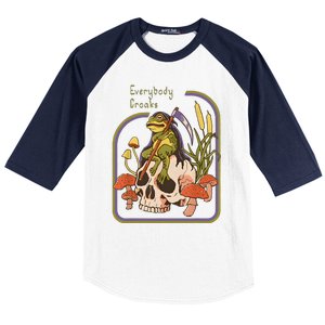 Everybody Croaks Frog Skull Mushroom Everybody Croak Baseball Sleeve Shirt