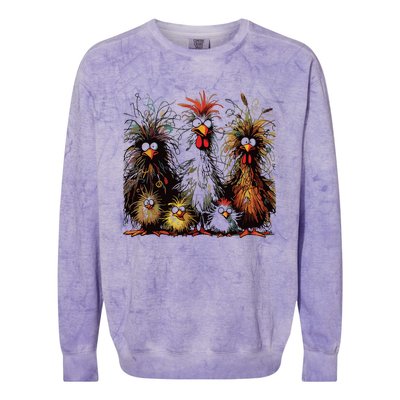 Eagerlys Colorful Funny Chicken Art Colorblast Crewneck Sweatshirt