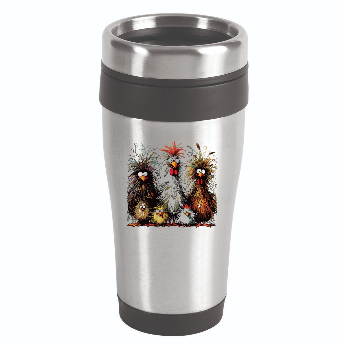 Eagerlys Colorful Funny Chicken Art 16oz Travel Tumbler