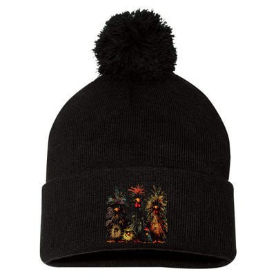 Eagerlys Colorful Funny Chicken Art Pom Pom 12in Knit Beanie