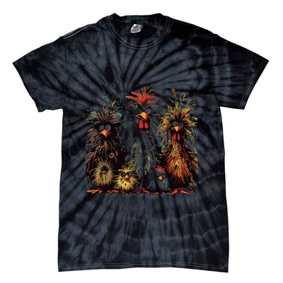 Eagerlys Colorful Funny Chicken Art Tie-Dye T-Shirt