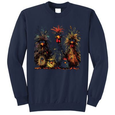 Eagerlys Colorful Funny Chicken Art Tall Sweatshirt