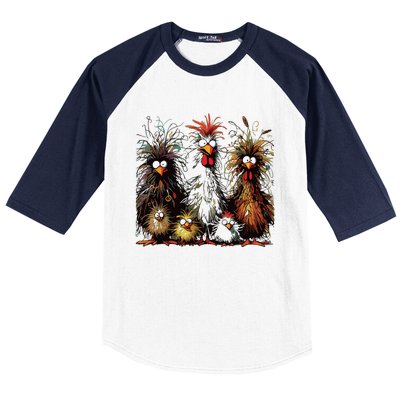 Eagerlys Colorful Funny Chicken Art Baseball Sleeve Shirt