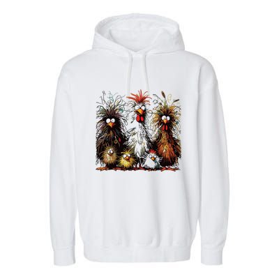 Eagerlys Colorful Funny Chicken Art Garment-Dyed Fleece Hoodie