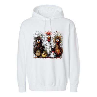 Eagerlys Colorful Funny Chicken Art Garment-Dyed Fleece Hoodie