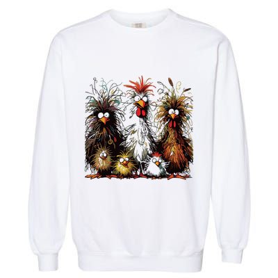 Eagerlys Colorful Funny Chicken Art Garment-Dyed Sweatshirt