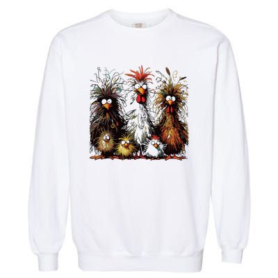 Eagerlys Colorful Funny Chicken Art Garment-Dyed Sweatshirt