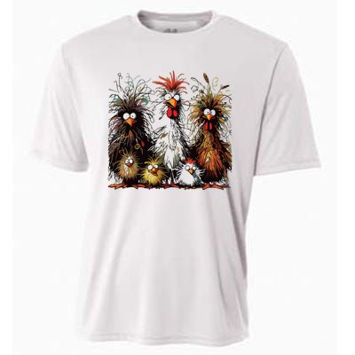 Eagerlys Colorful Funny Chicken Art Cooling Performance Crew T-Shirt