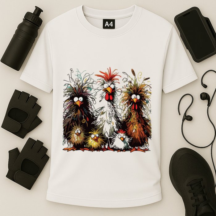 Eagerlys Colorful Funny Chicken Art Performance Shirt