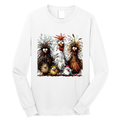 Eagerlys Colorful Funny Chicken Art Long Sleeve Shirt