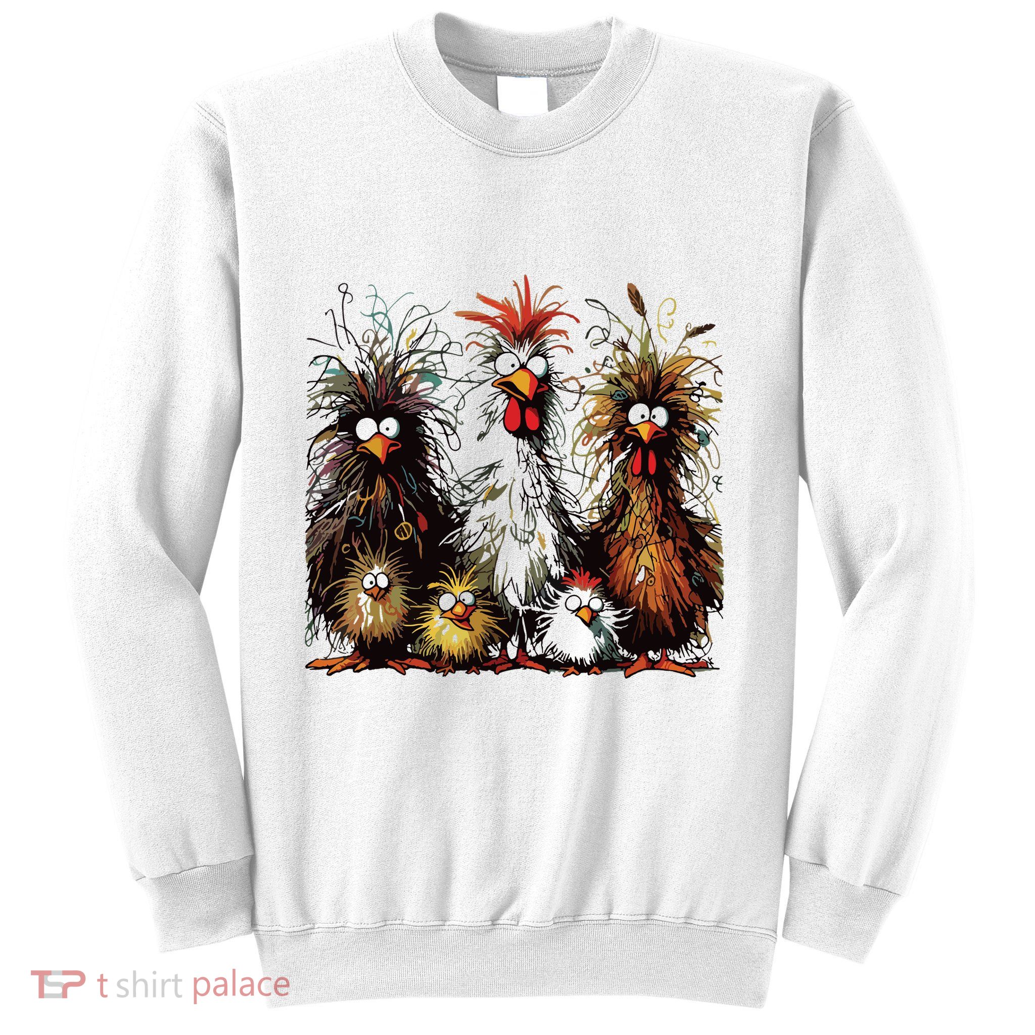 Eagerlys Colorful Funny Chicken Art Sweatshirt