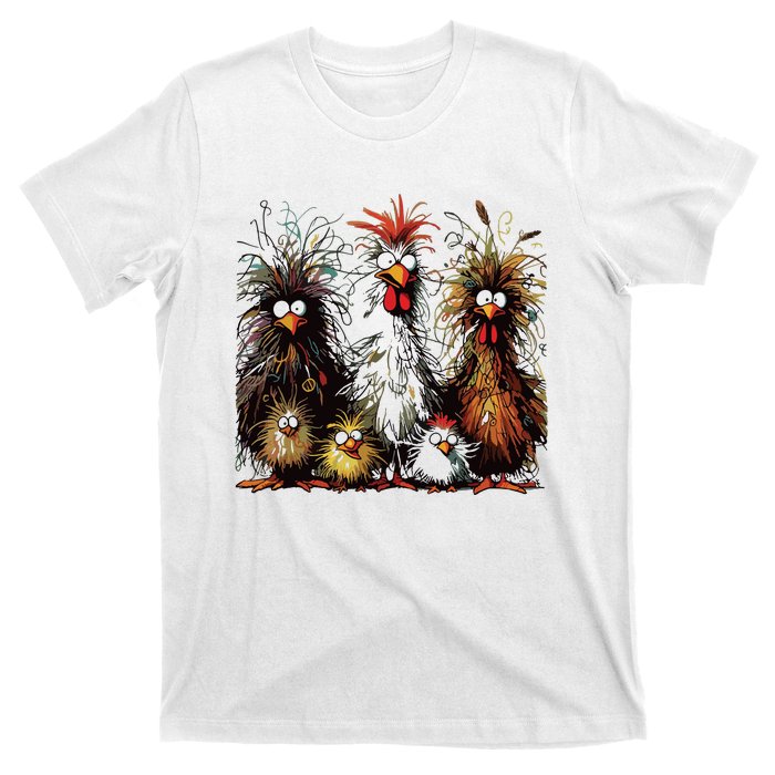 Eagerlys Colorful Funny Chicken Art T-Shirt