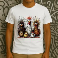Eagerlys Colorful Funny Chicken Art T-Shirt