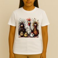 Eagerlys Colorful Funny Chicken Art T-Shirt