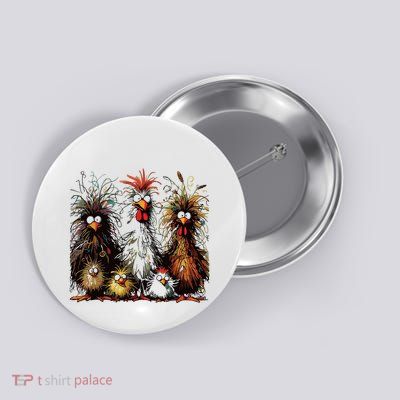 Eagerlys Colorful Funny Chicken Art Button