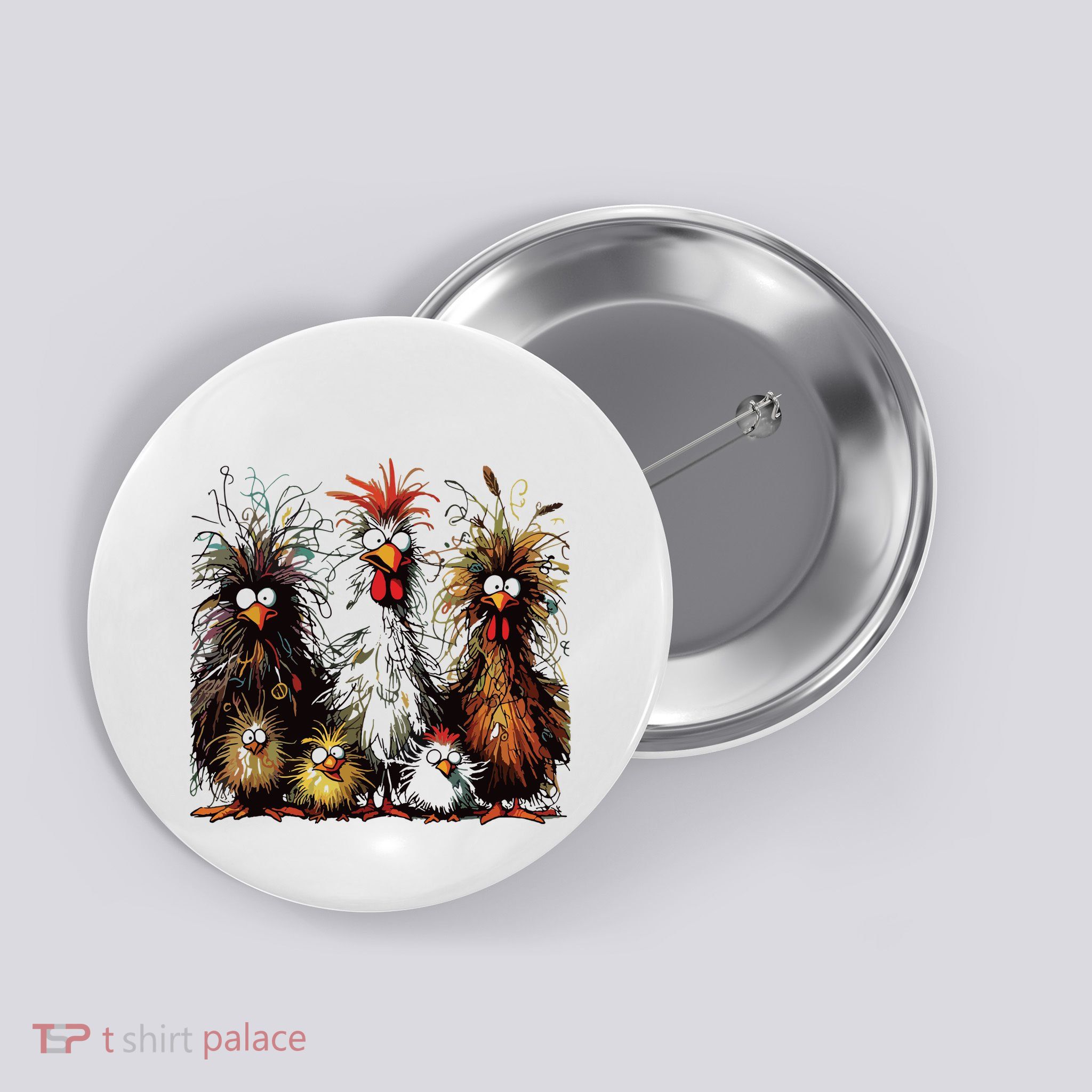 Eagerlys Colorful Funny Chicken Art Button
