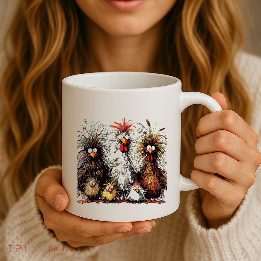 Eagerlys Colorful Funny Chicken Art Mug