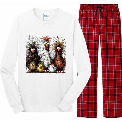 Eagerlys Colorful Funny Chicken Art Long Sleeve Pajama Set