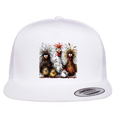 Eagerlys Colorful Funny Chicken Art Flatbill Hat