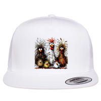 Eagerlys Colorful Funny Chicken Art Flatbill Hat