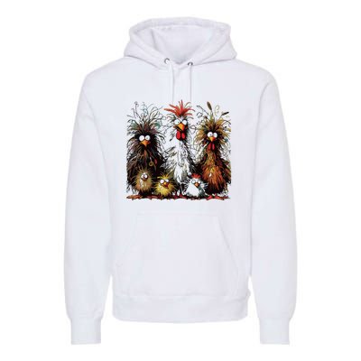 Eagerlys Colorful Funny Chicken Art Premium Hoodie