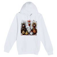 Eagerlys Colorful Funny Chicken Art Premium Pullover Hoodie