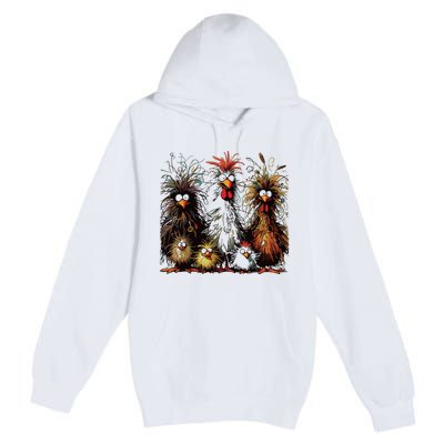 Eagerlys Colorful Funny Chicken Art Premium Pullover Hoodie