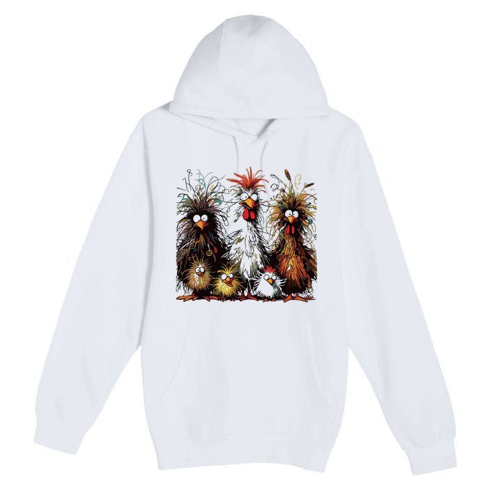 Eagerlys Colorful Funny Chicken Art Premium Pullover Hoodie