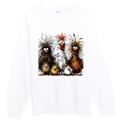 Eagerlys Colorful Funny Chicken Art Premium Crewneck Sweatshirt