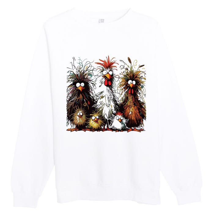 Eagerlys Colorful Funny Chicken Art Premium Crewneck Sweatshirt