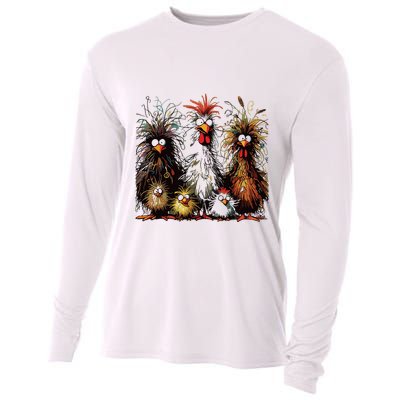 Eagerlys Colorful Funny Chicken Art Cooling Performance Long Sleeve Crew