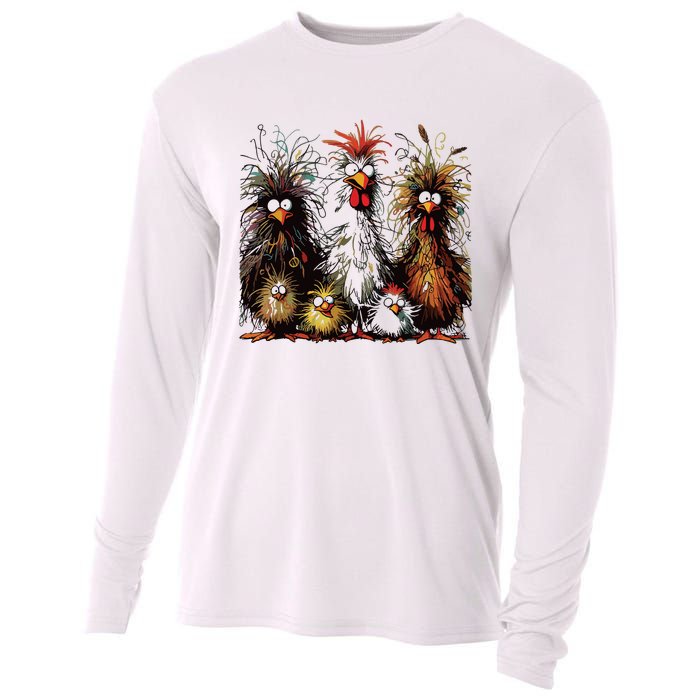 Eagerlys Colorful Funny Chicken Art Cooling Performance Long Sleeve Crew