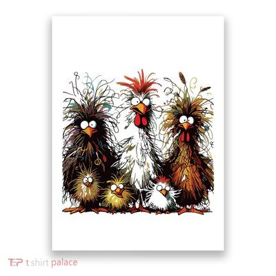 Eagerlys Colorful Funny Chicken Art Poster