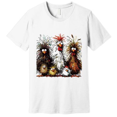 Eagerlys Colorful Funny Chicken Art Premium T-Shirt