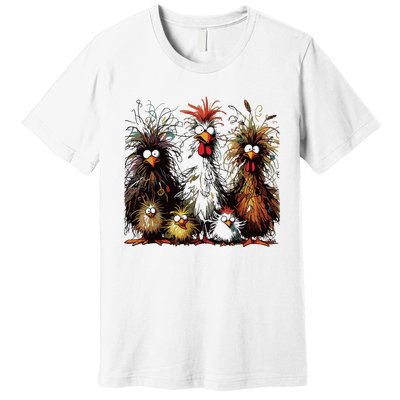 Eagerlys Colorful Funny Chicken Art Premium T-Shirt