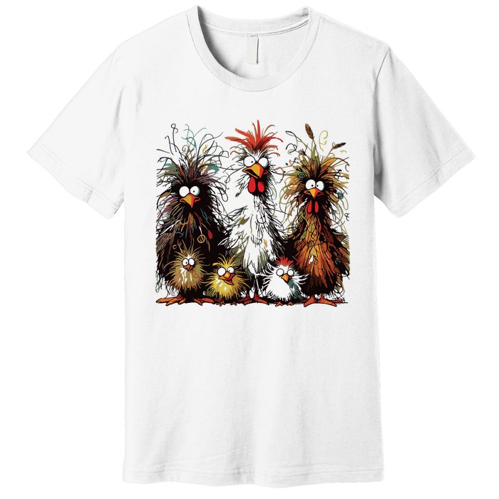 Eagerlys Colorful Funny Chicken Art Premium T-Shirt