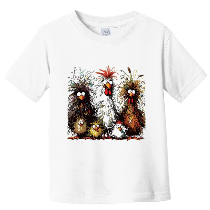 Eagerlys Colorful Funny Chicken Art Toddler T-Shirt