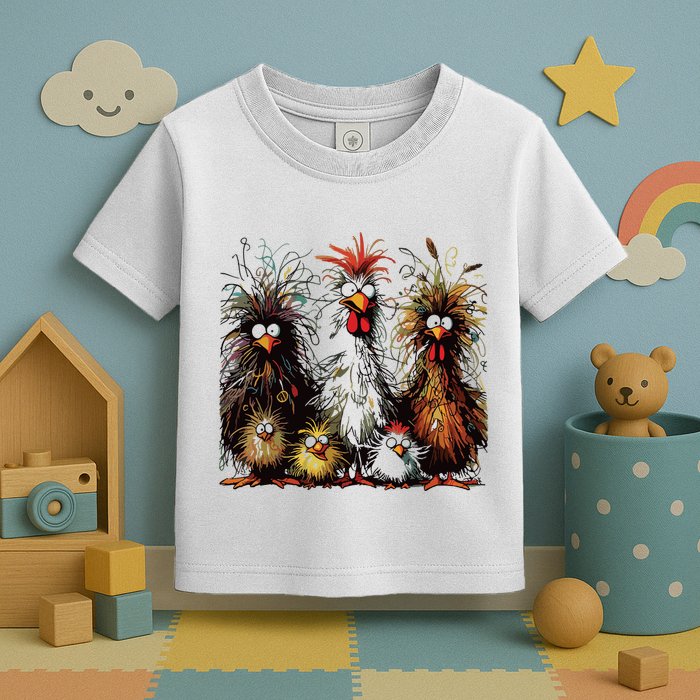 Eagerlys Colorful Funny Chicken Art Toddler T-Shirt