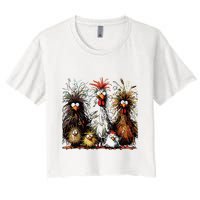 Eagerlys Colorful Funny Chicken Art Crop Top