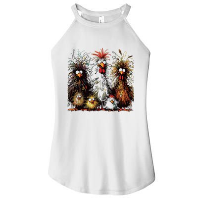 Eagerlys Colorful Funny Chicken Art Women's Perfect Tri Rocker Tank