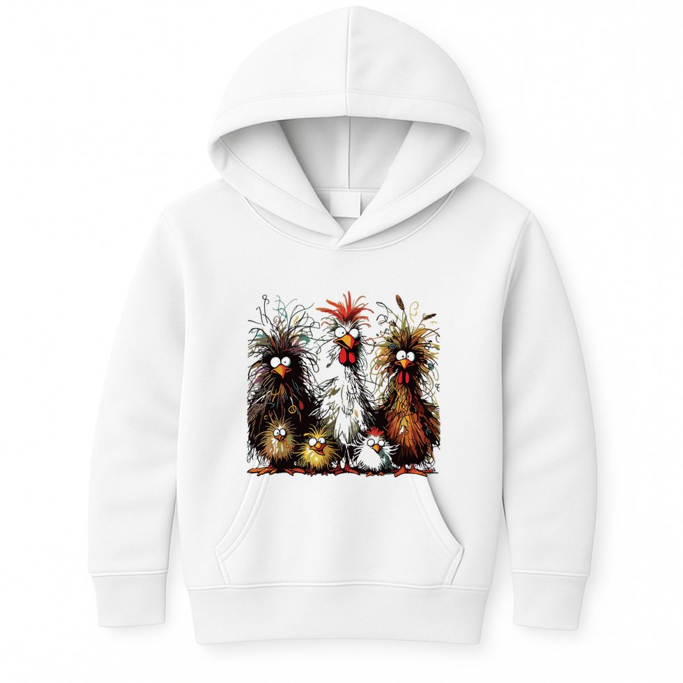 Eagerlys Colorful Funny Chicken Art Kids Hoodie