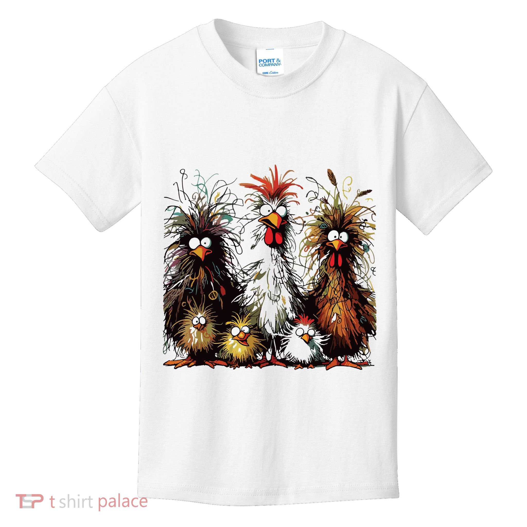 Eagerlys Colorful Funny Chicken Art Kids T-Shirt