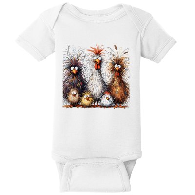 Eagerlys Colorful Funny Chicken Art Baby Bodysuit