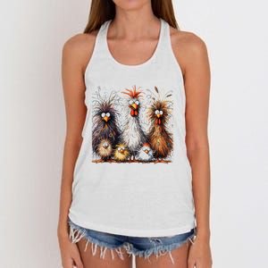 Eagerlys Colorful Funny Chicken Art Women's Knotted Racerback Tank